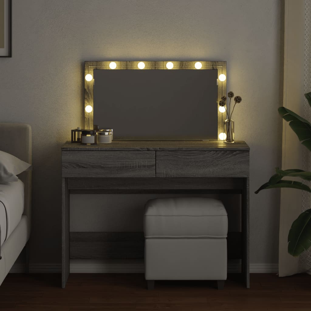 Coiffeuse avec LED sonoma gris 100x40x120 cm - XIOS