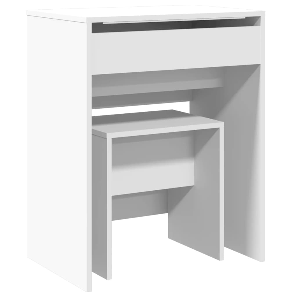 Coiffeuse et tabouret blanc 60x40x113,5 cm - XIOS