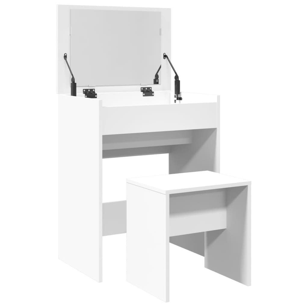 Coiffeuse et tabouret blanc 60x40x113,5 cm - XIOS