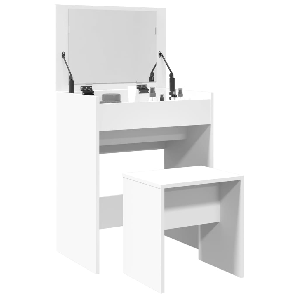 Coiffeuse et tabouret blanc 60x40x113,5 cm - XIOS