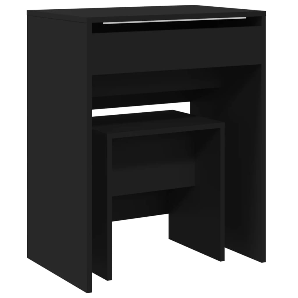 Coiffeuse et tabouret noir 60x40x113,5 cm - XIOS