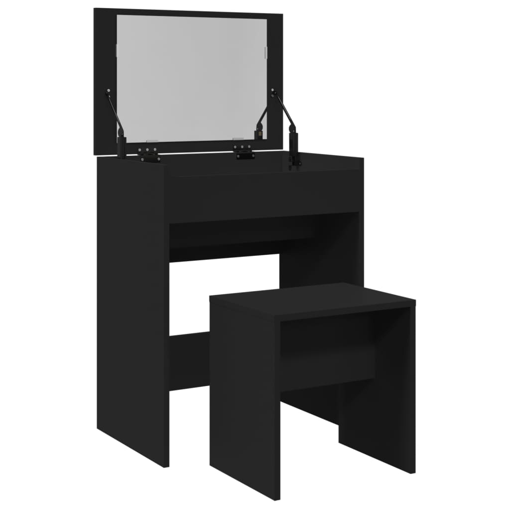Coiffeuse et tabouret noir 60x40x113,5 cm - XIOS