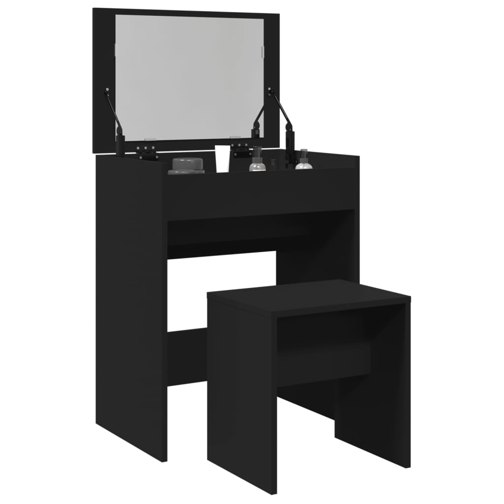 Coiffeuse et tabouret noir 60x40x113,5 cm - XIOS