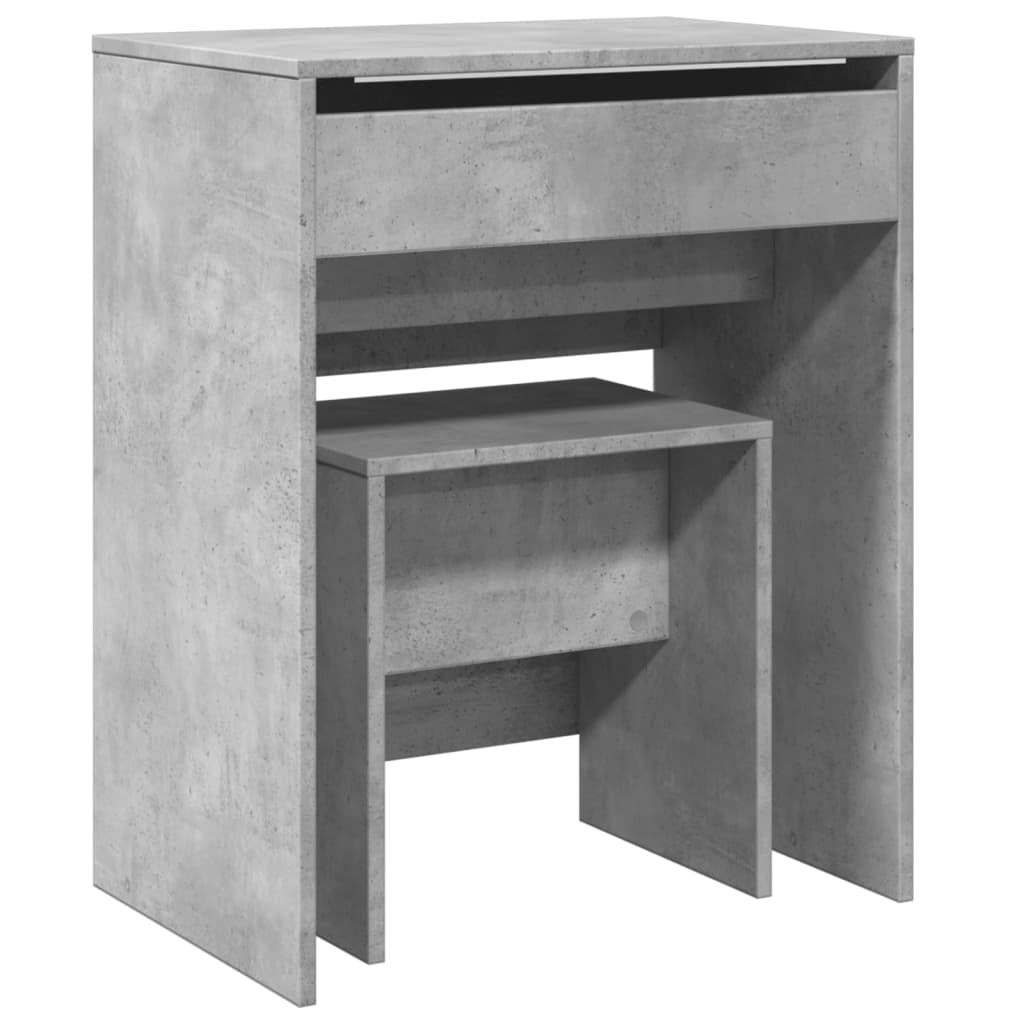 Coiffeuse et tabouret gris béton 60x40x113,5 cm - XIOS