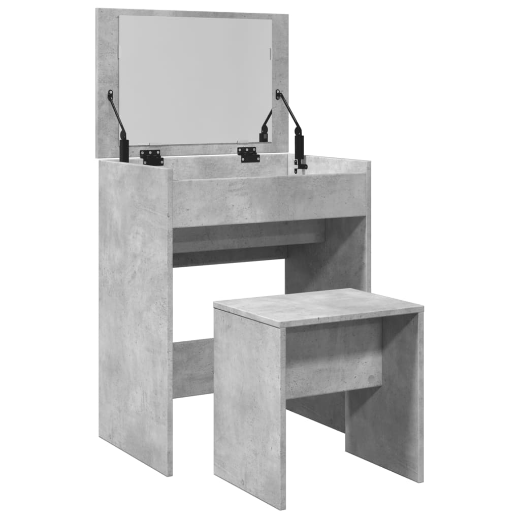Coiffeuse et tabouret gris béton 60x40x113,5 cm - XIOS