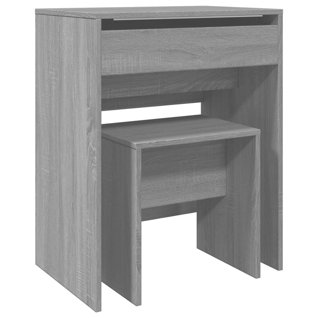Coiffeuse et tabouret sonoma gris 60x40x113,5 cm - XIOS