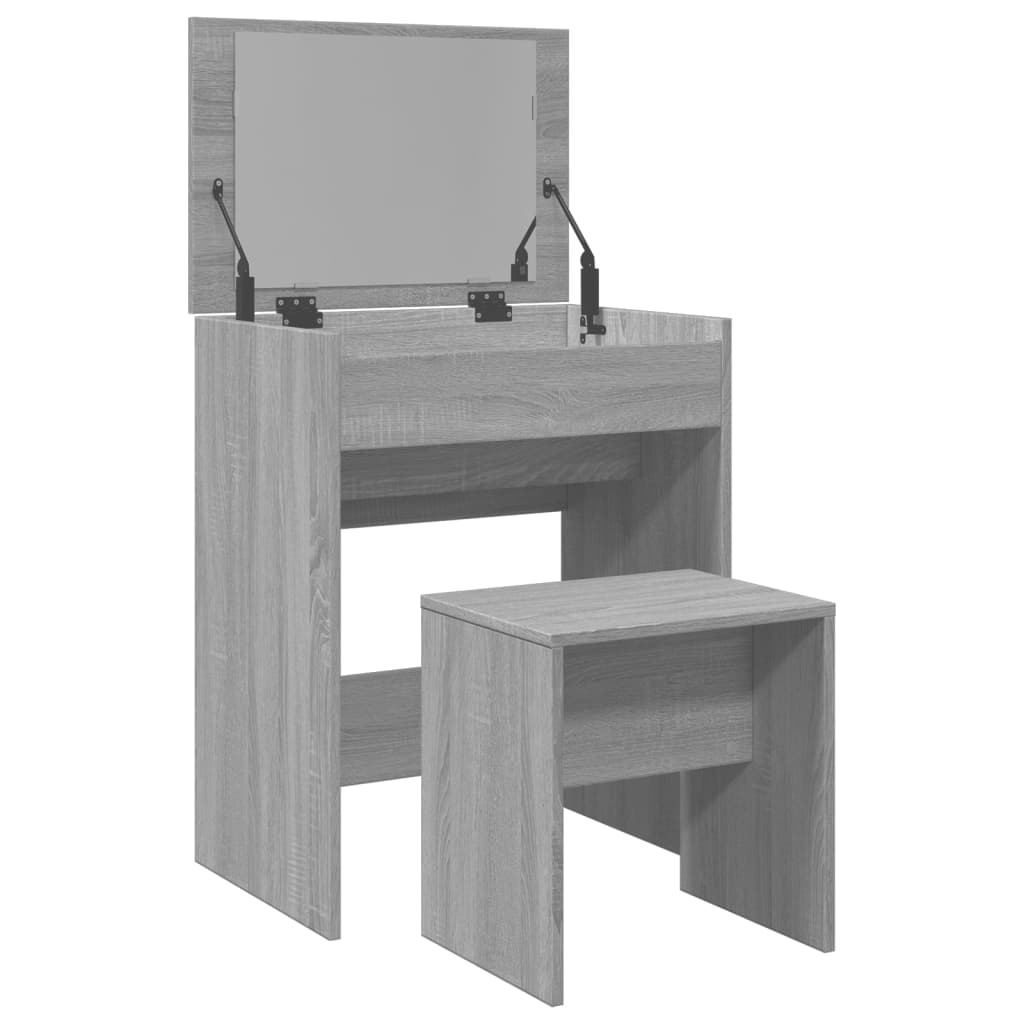 Coiffeuse et tabouret sonoma gris 60x40x113,5 cm - XIOS
