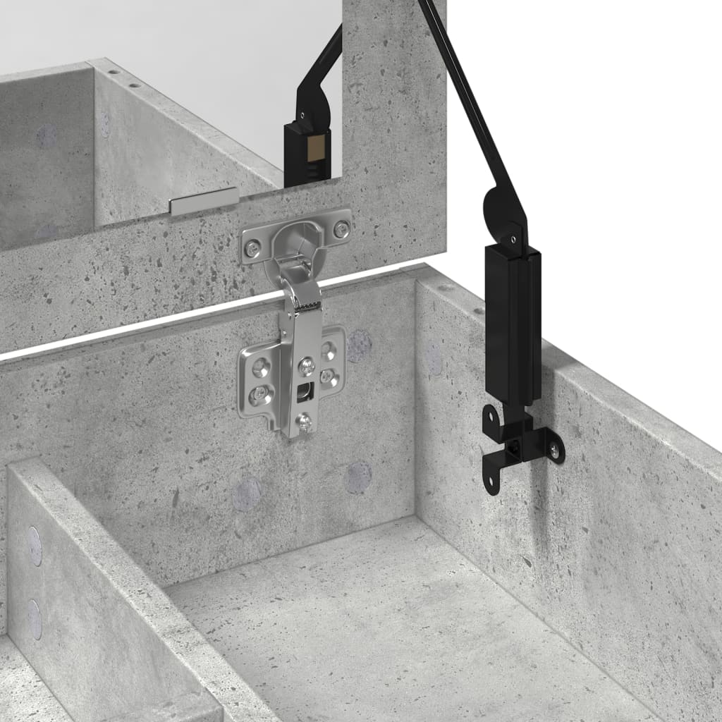 Coiffeuse avec miroir gris béton 73x46,5x120 cm - XIOS