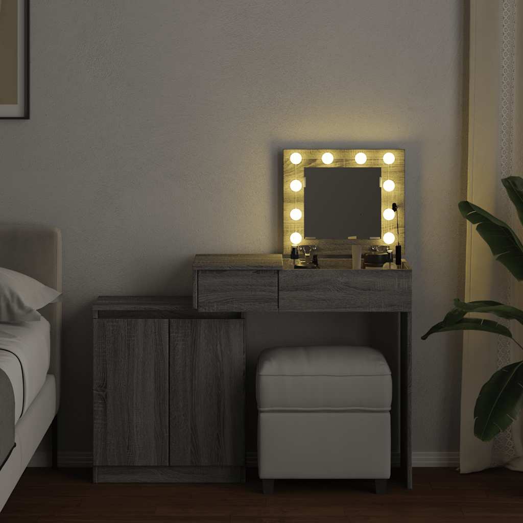 Coiffeuse avec LED sonoma gris 115x37x110,5 cm - XIOS