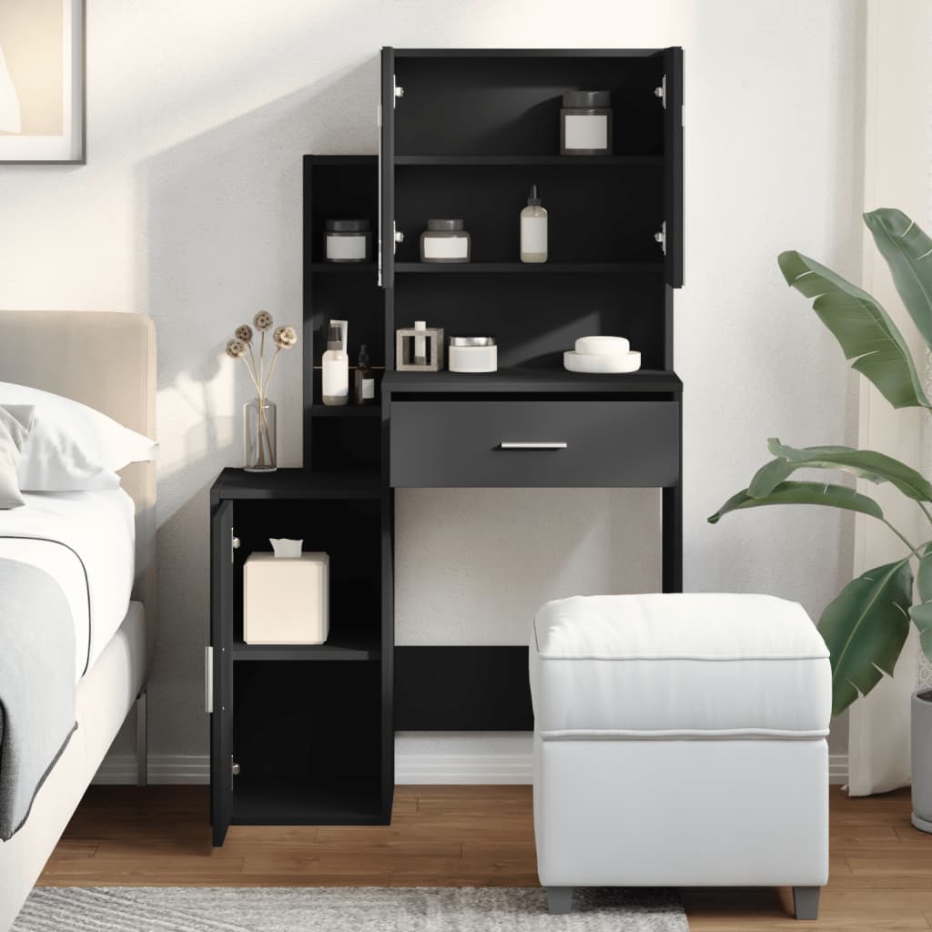 Coiffeuse avec armoire noir 80x35x132 cm - XIOS