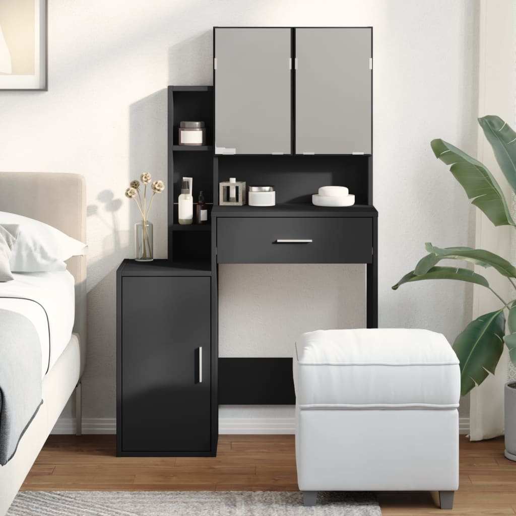 Coiffeuse avec armoire noir 80x35x132 cm - XIOS