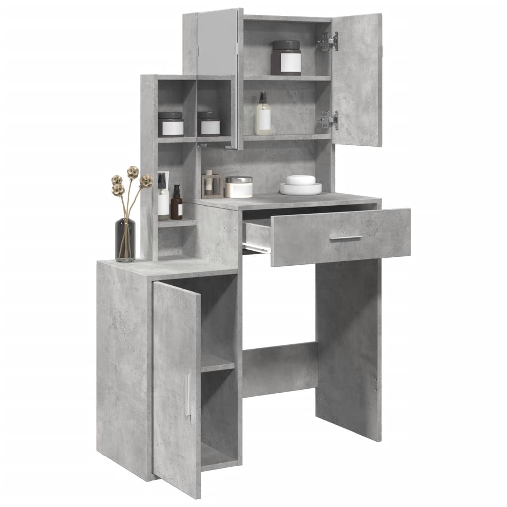 Coiffeuse avec armoire gris béton 80x35x132 cm - XIOS