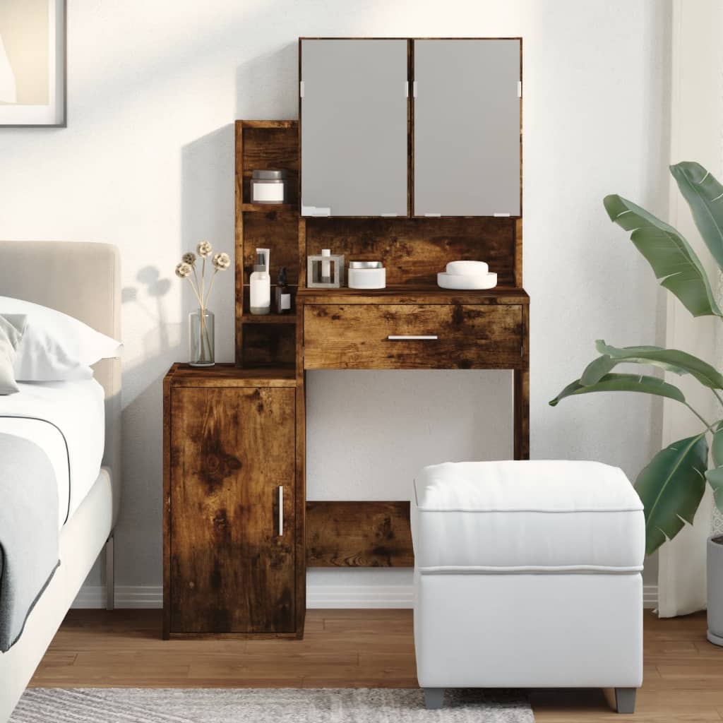 Coiffeuse avec armoire chêne fumé 80x35x132 cm - XIOS
