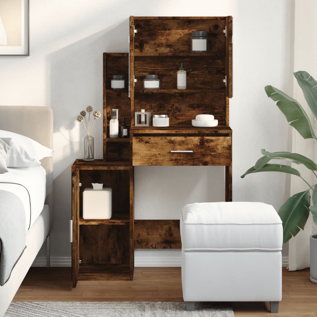 Coiffeuse avec armoire chêne fumé 80x35x132 cm - XIOS