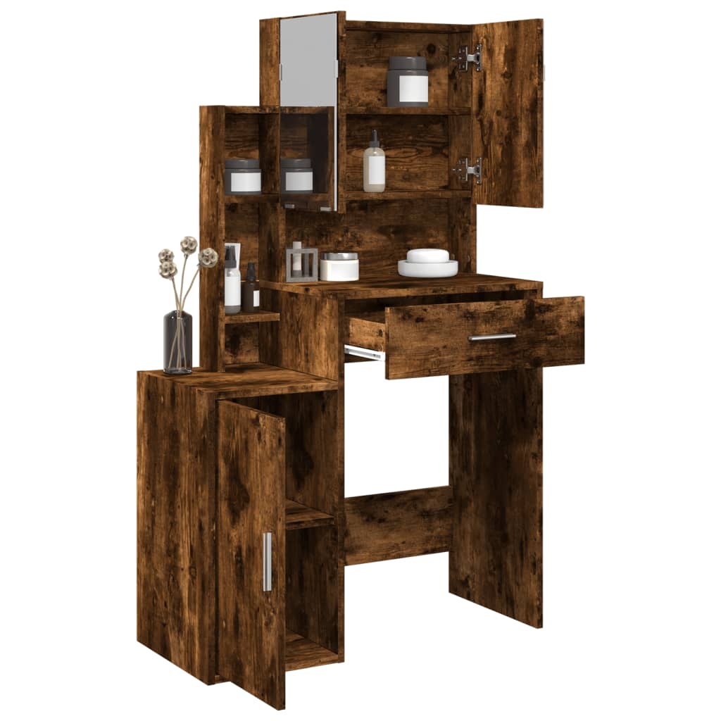 Coiffeuse avec armoire chêne fumé 80x35x132 cm - XIOS