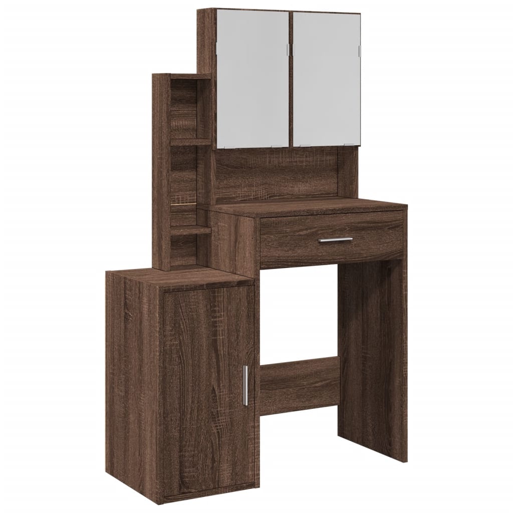 Coiffeuse avec armoire chêne marron 80x35x132 cm - XIOS