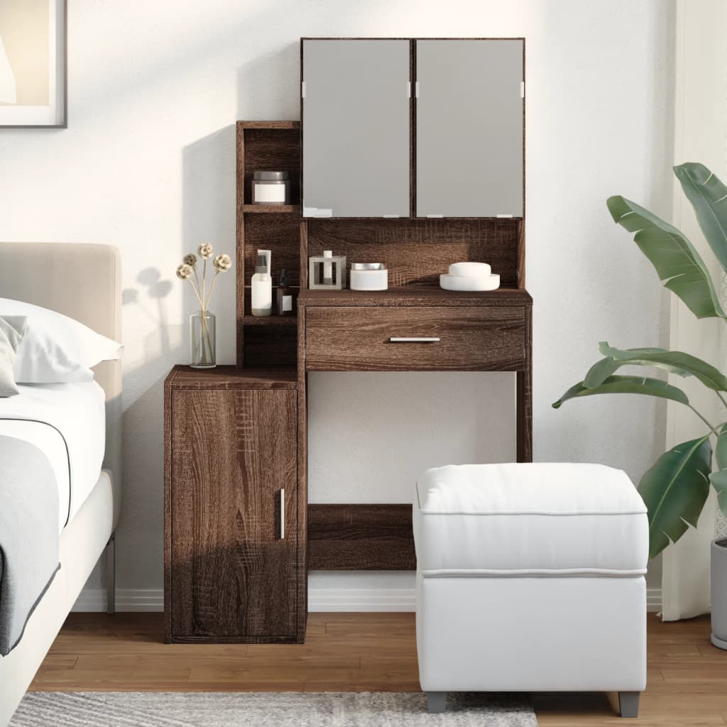 Coiffeuse avec armoire chêne marron 80x35x132 cm - XIOS