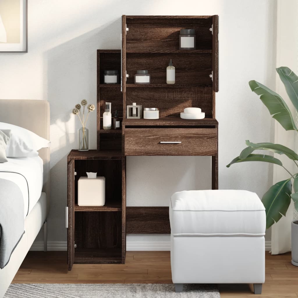 Coiffeuse avec armoire chêne marron 80x35x132 cm - XIOS