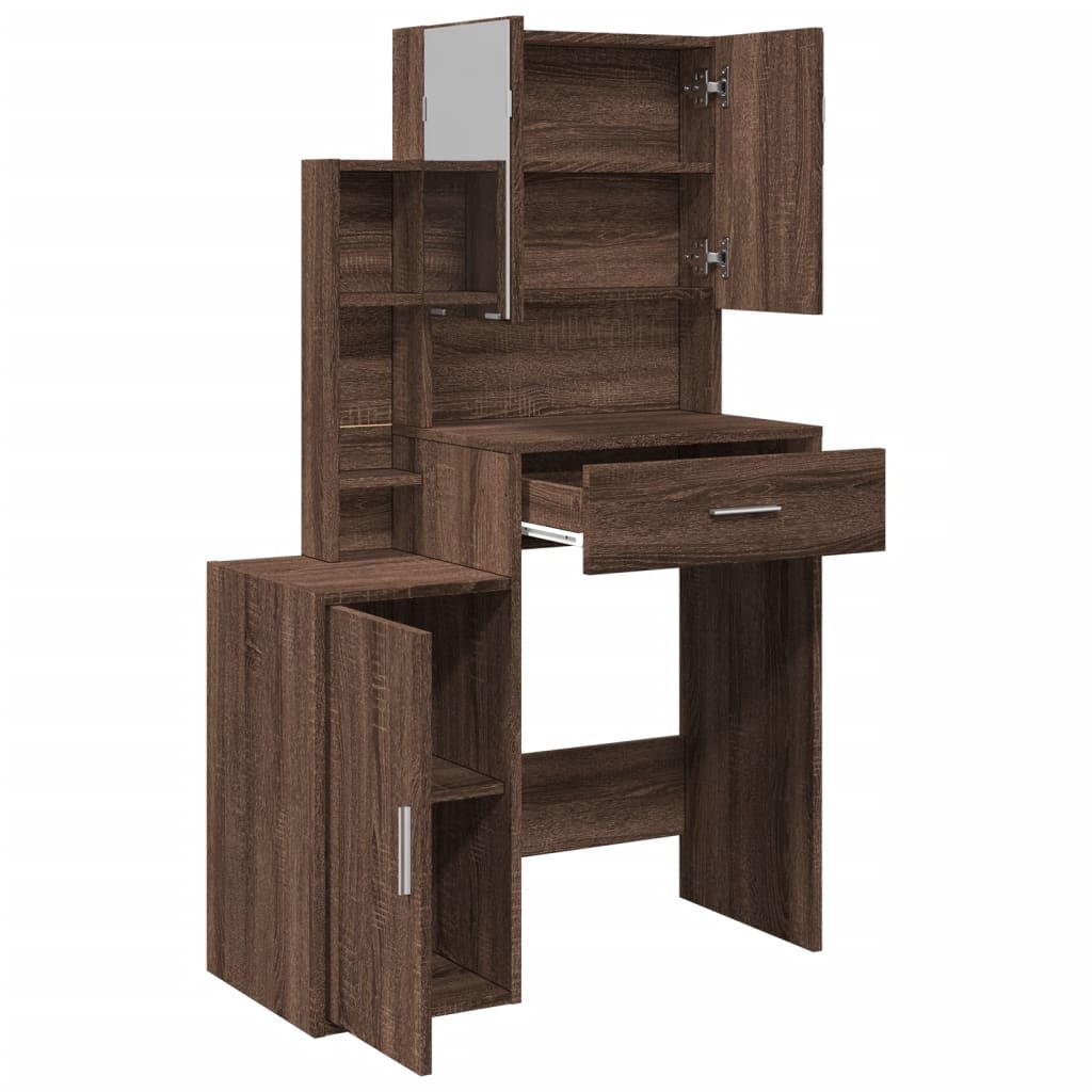 Coiffeuse avec armoire chêne marron 80x35x132 cm - XIOS
