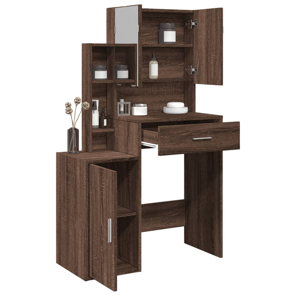 Coiffeuse avec armoire chêne marron 80x35x132 cm - XIOS