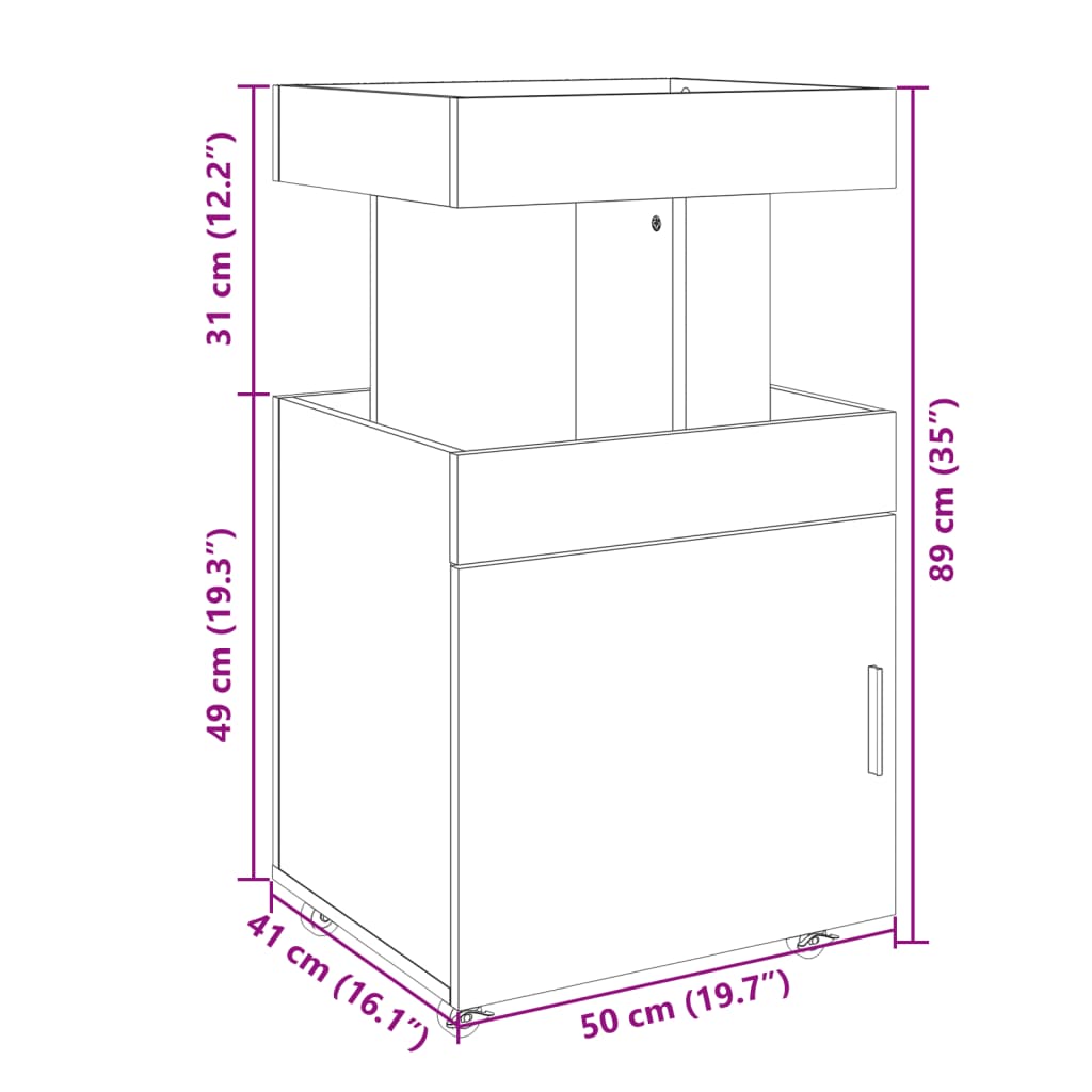 Chariot de bar sonoma gris 50x41x89 cm bois d'ingénierie - XIOS