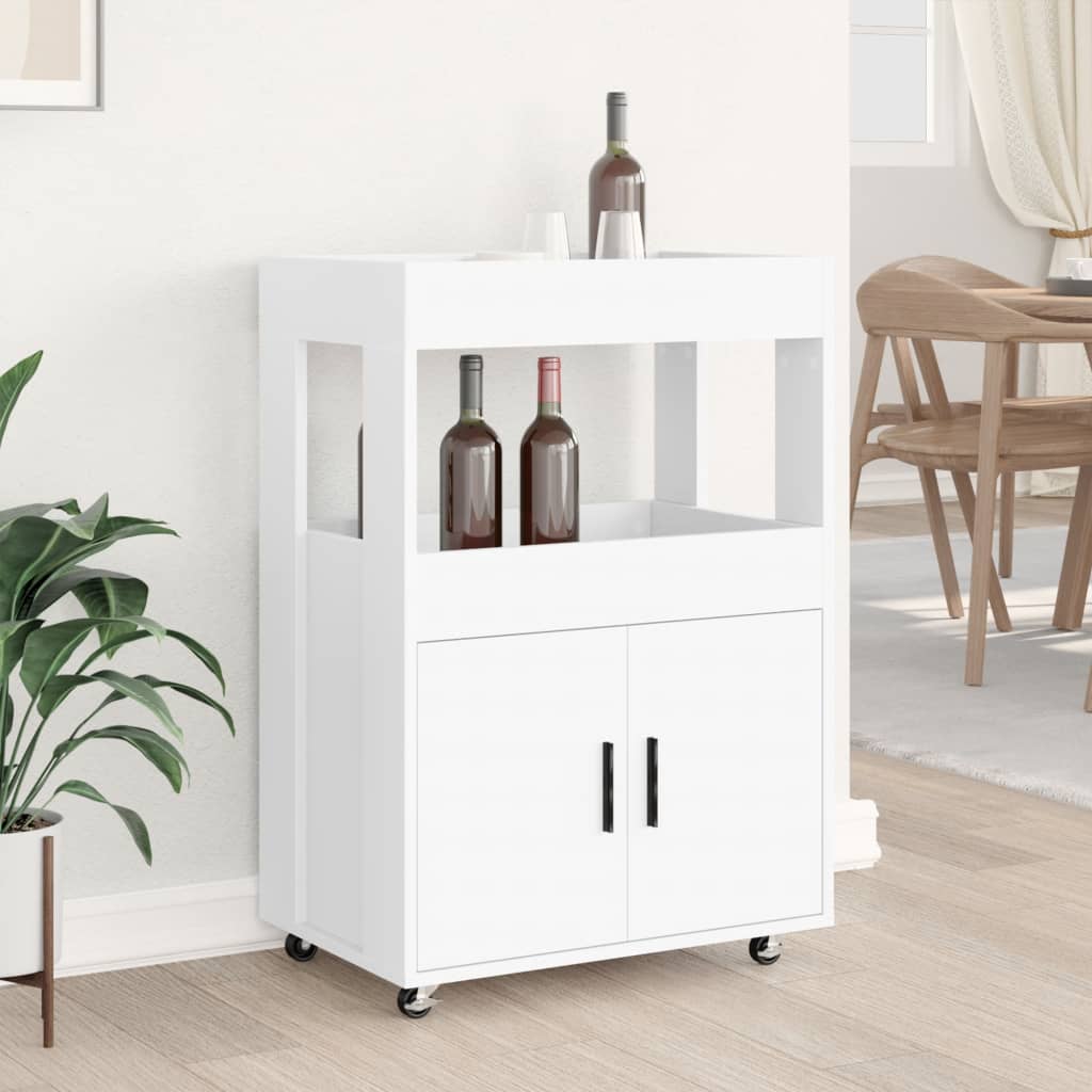 Chariot de bar blanc 60x39,5x89 cm bois d'ingénierie - XIOS