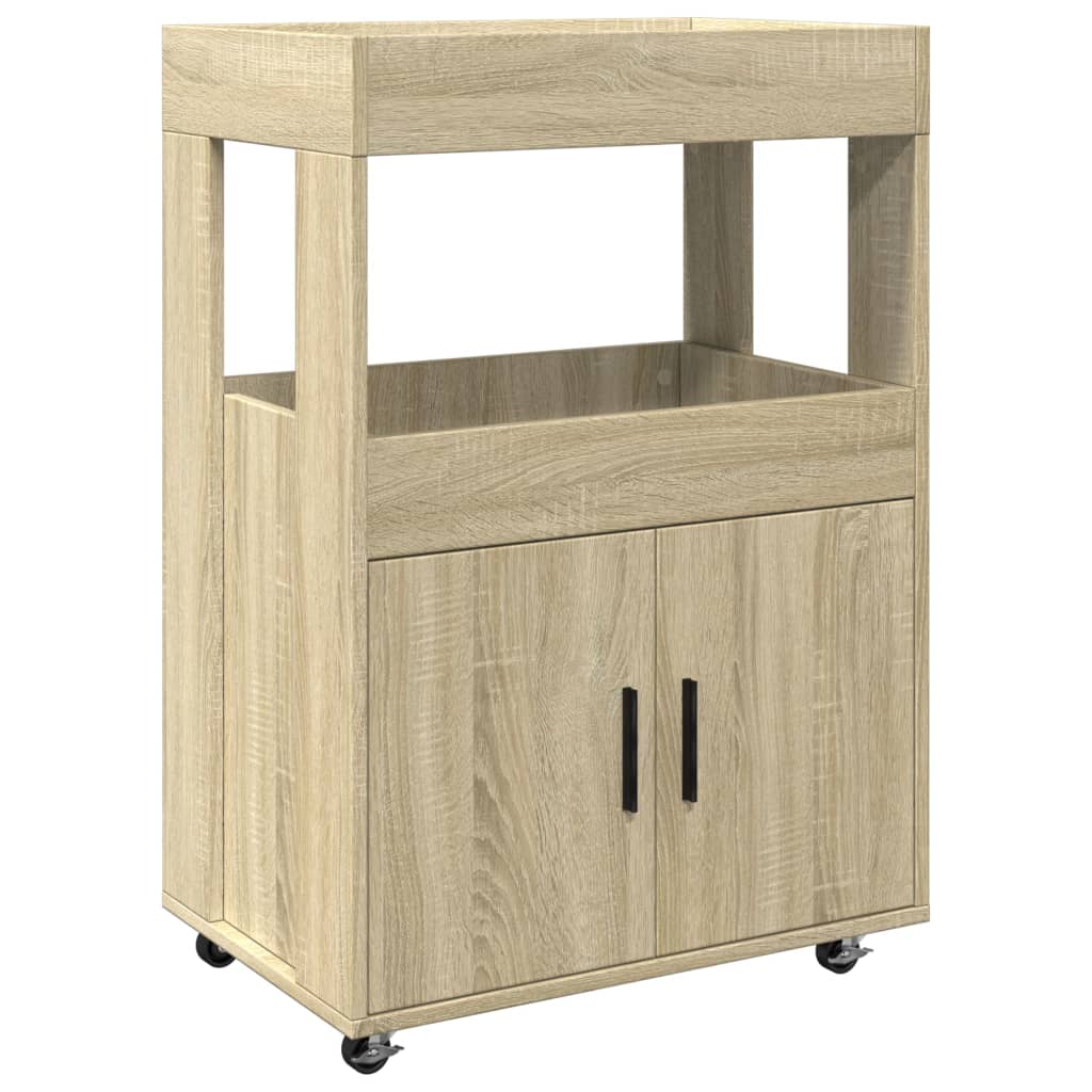 Chariot de bar chêne sonoma 60x39,5x89 cm bois d'ingénierie - XIOS