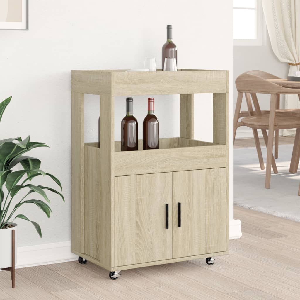 Chariot de bar chêne sonoma 60x39,5x89 cm bois d'ingénierie - XIOS