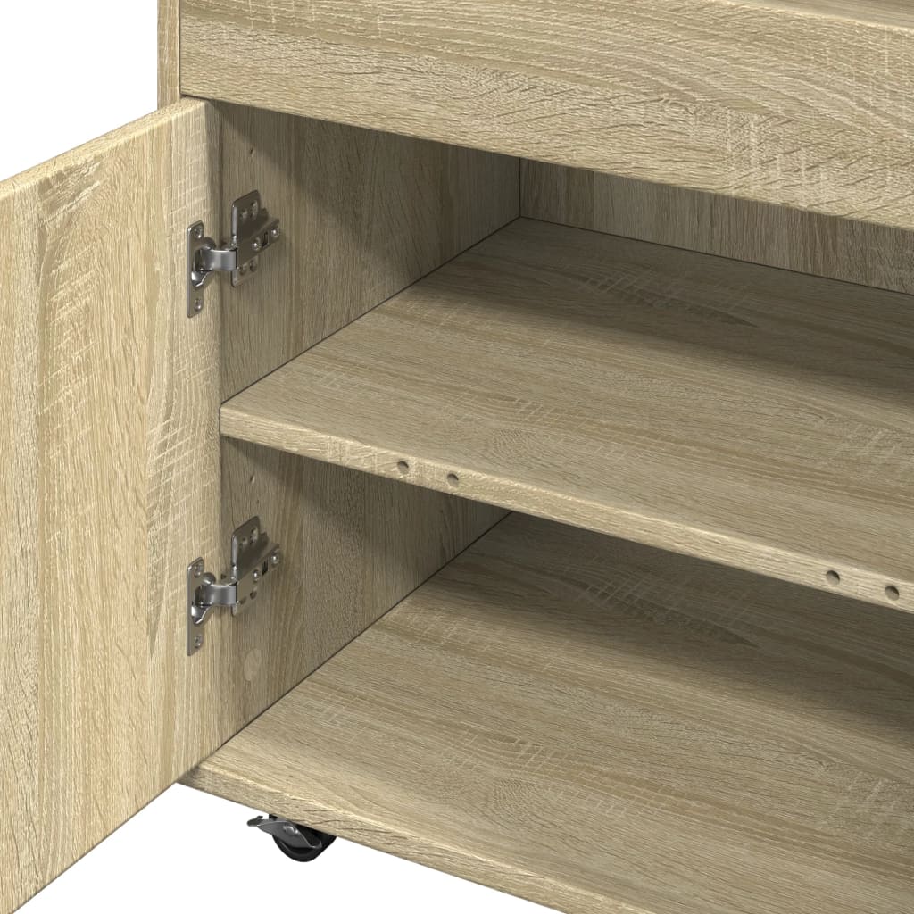 Chariot de bar chêne sonoma 60x39,5x89 cm bois d'ingénierie - XIOS