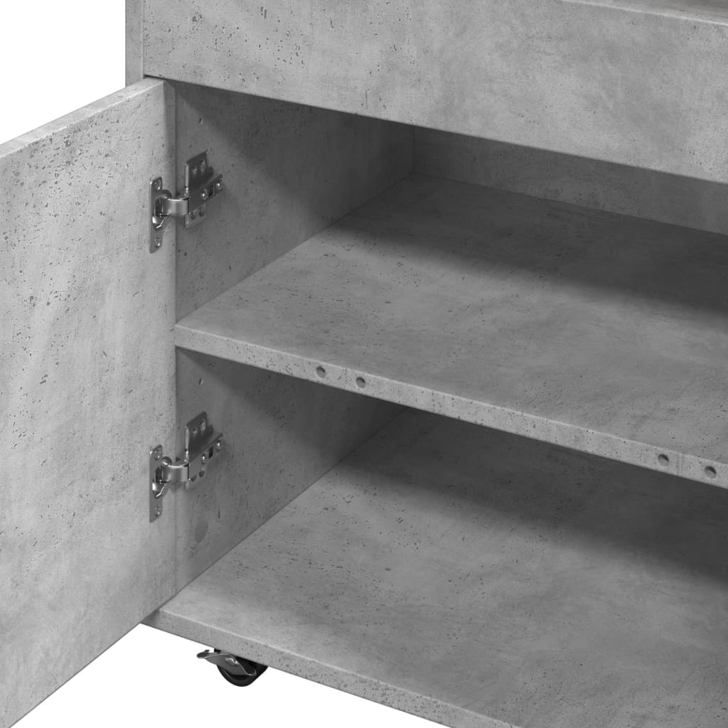 Chariot de bar gris béton 60x39,5x89 cm bois d'ingénierie - XIOS