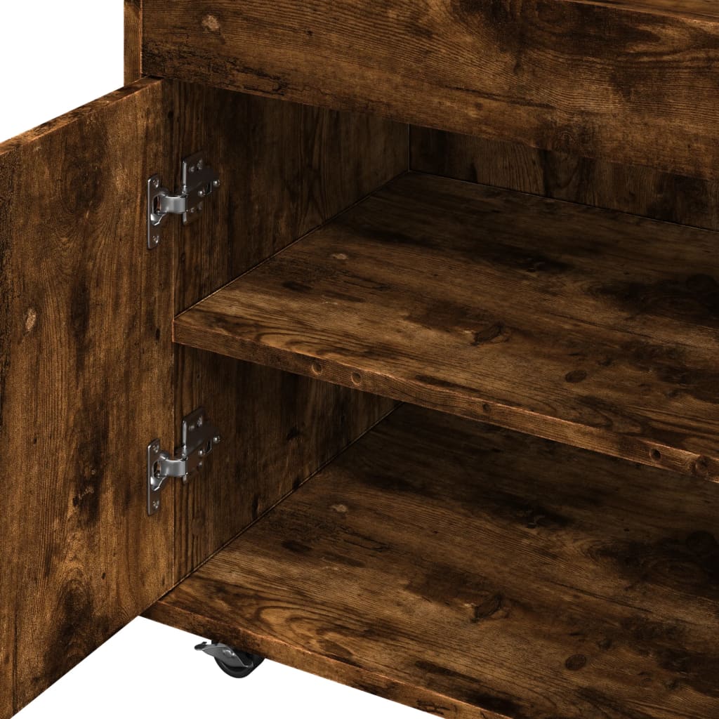 Chariot de bar chêne fumé 60x39,5x89 cm bois d'ingénierie - XIOS