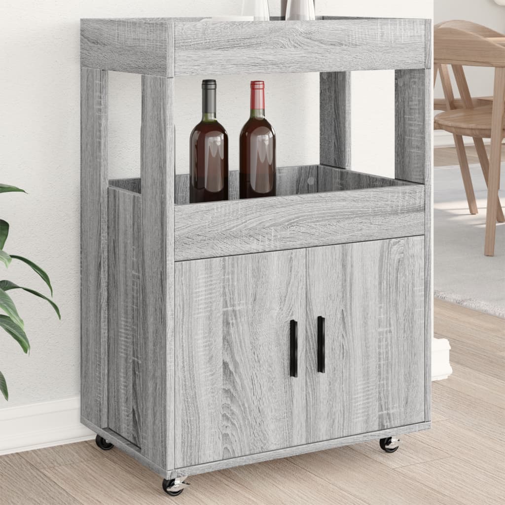 Chariot de bar sonoma gris 60x39,5x89 cm bois d'ingénierie - XIOS