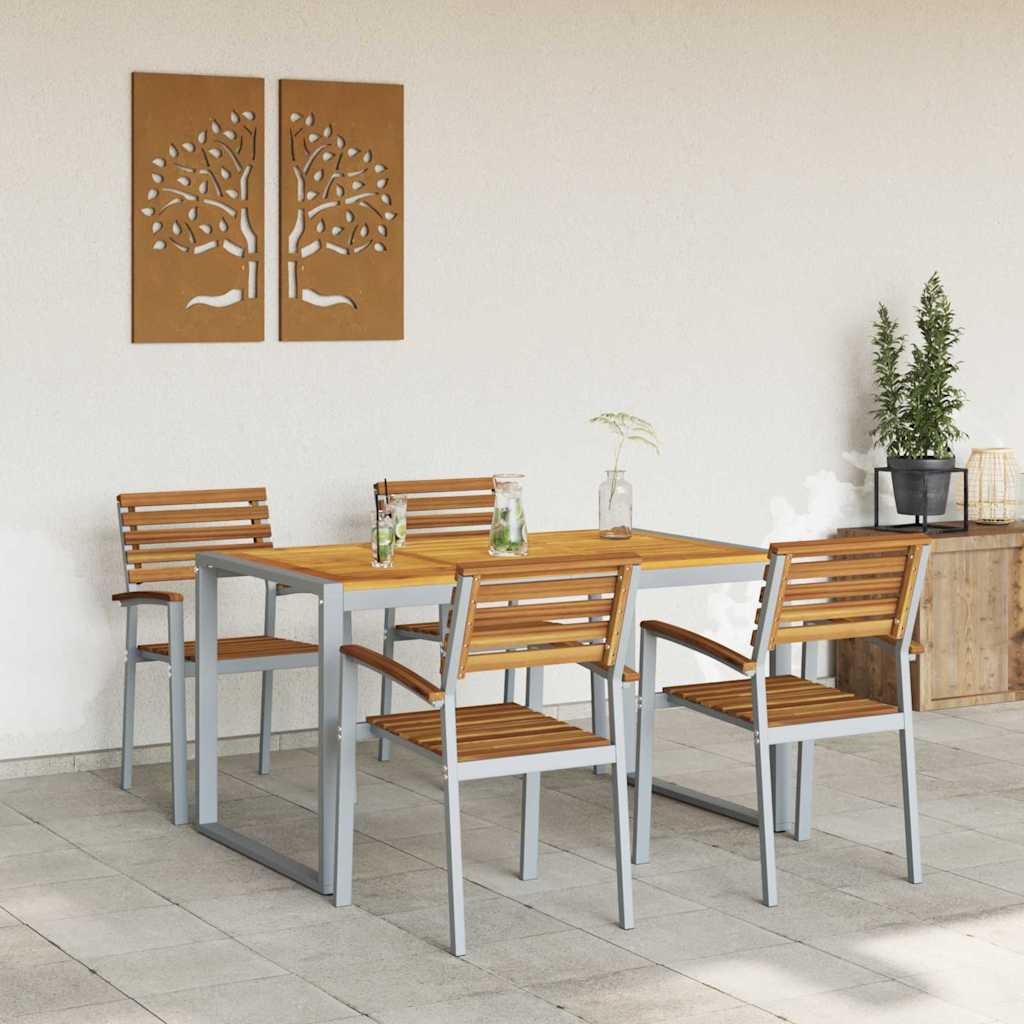 Ensemble de salle à manger pour jardin 5 pc Gris - XIOS
