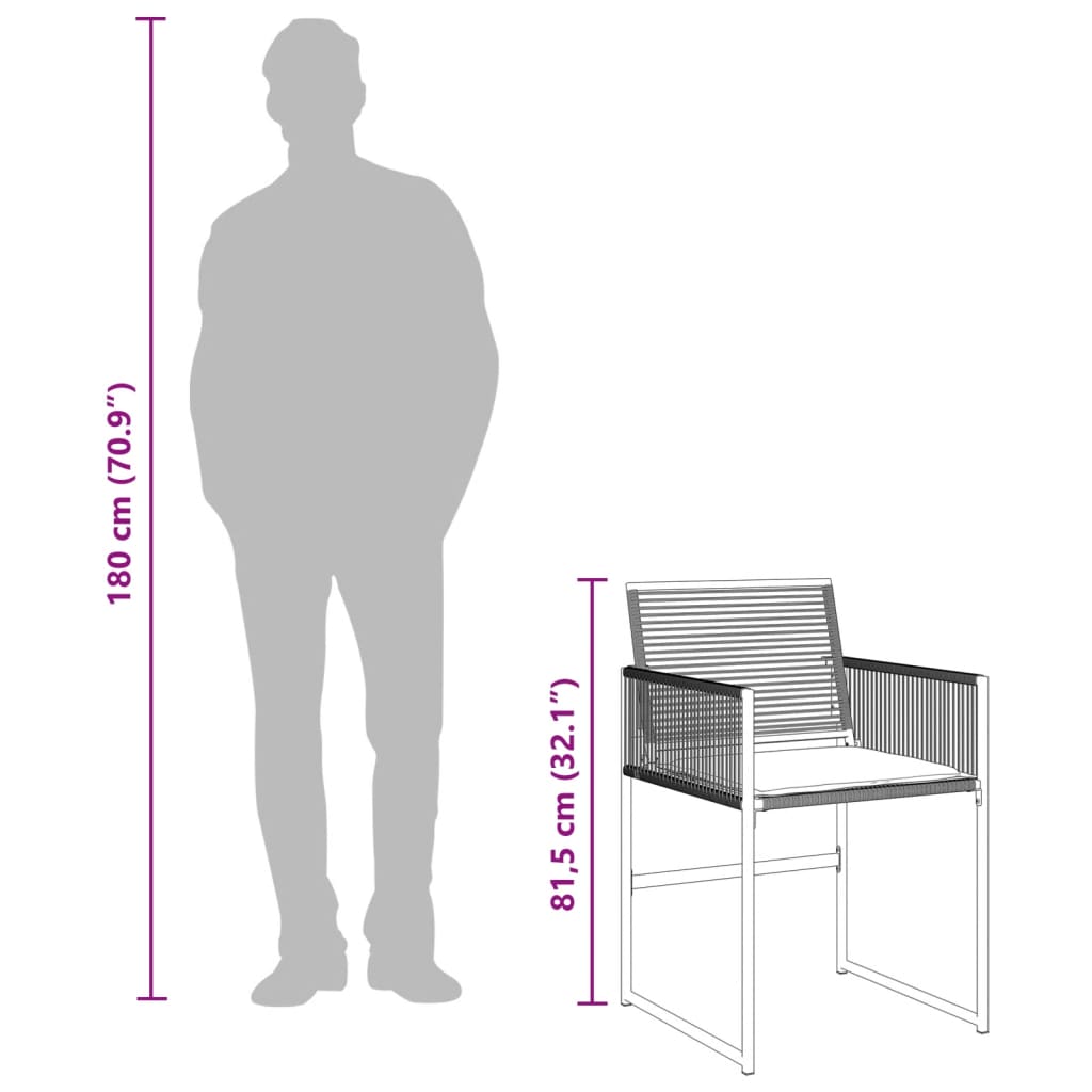 Ensemble à manger de jardin coussins 5pcs noir résine tressée - XIOS