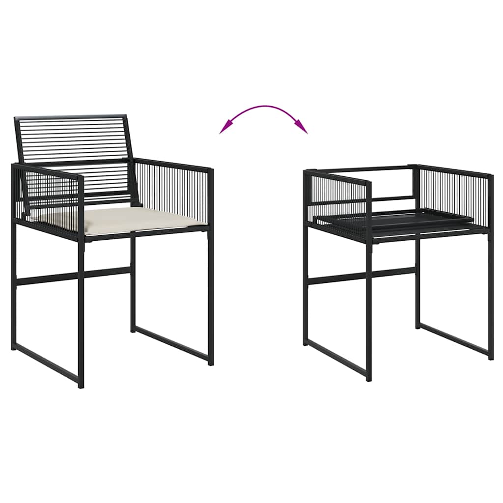 Ensemble à manger de jardin coussins 5pcs noir résine tressée - XIOS