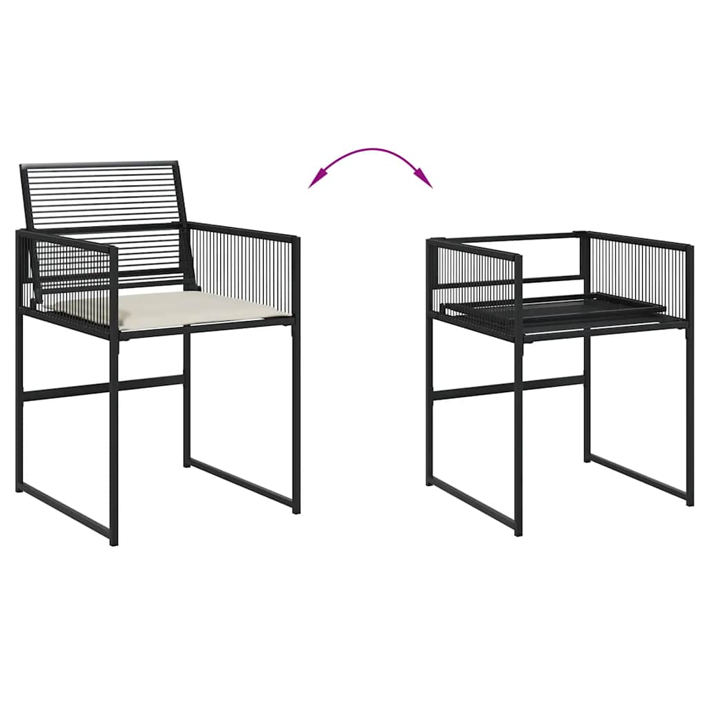 Ensemble à manger de jardin coussins 7 pcs noir résine tressée - XIOS
