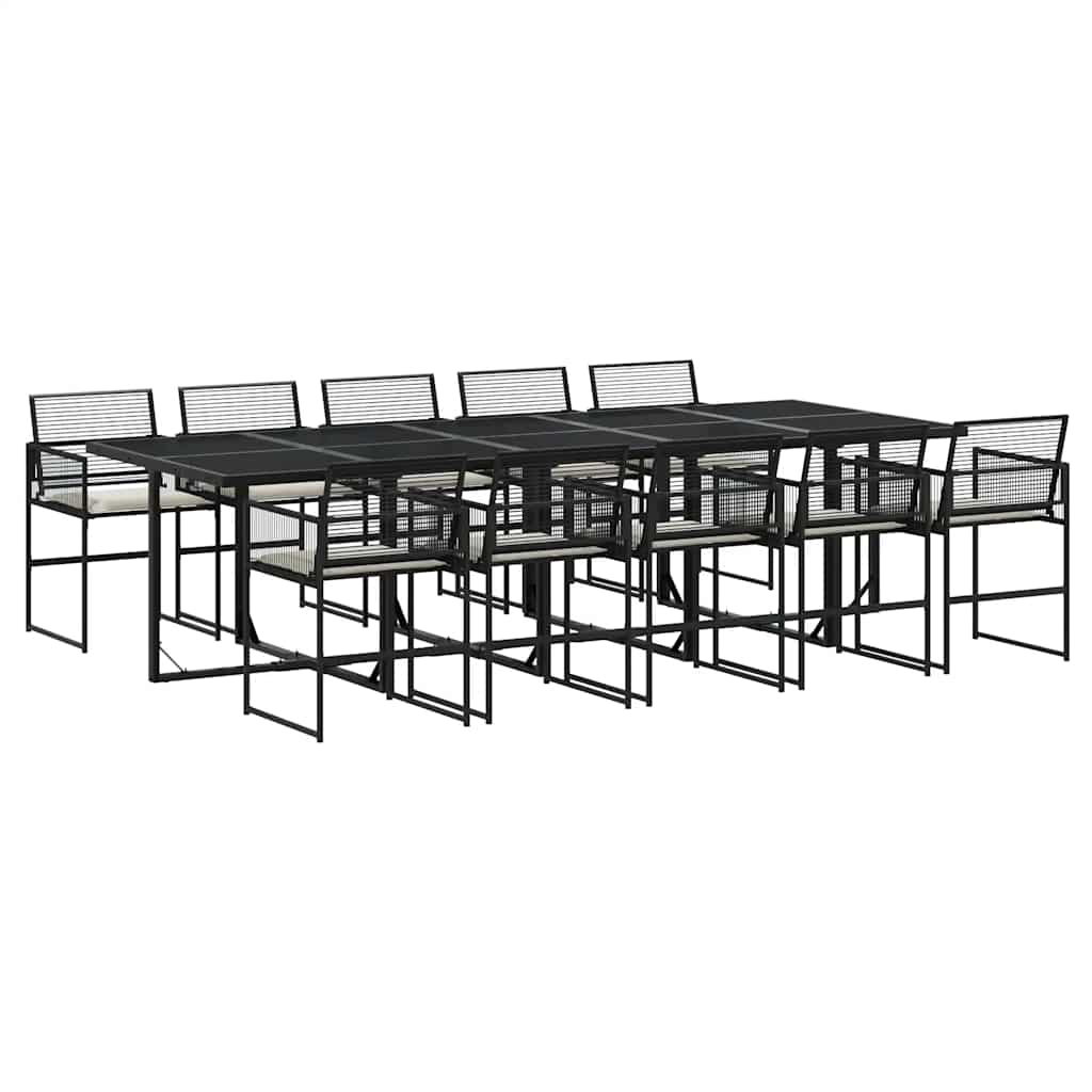 Ensemble à manger de jardin 11 pcs coussins noir résine tressée - XIOS