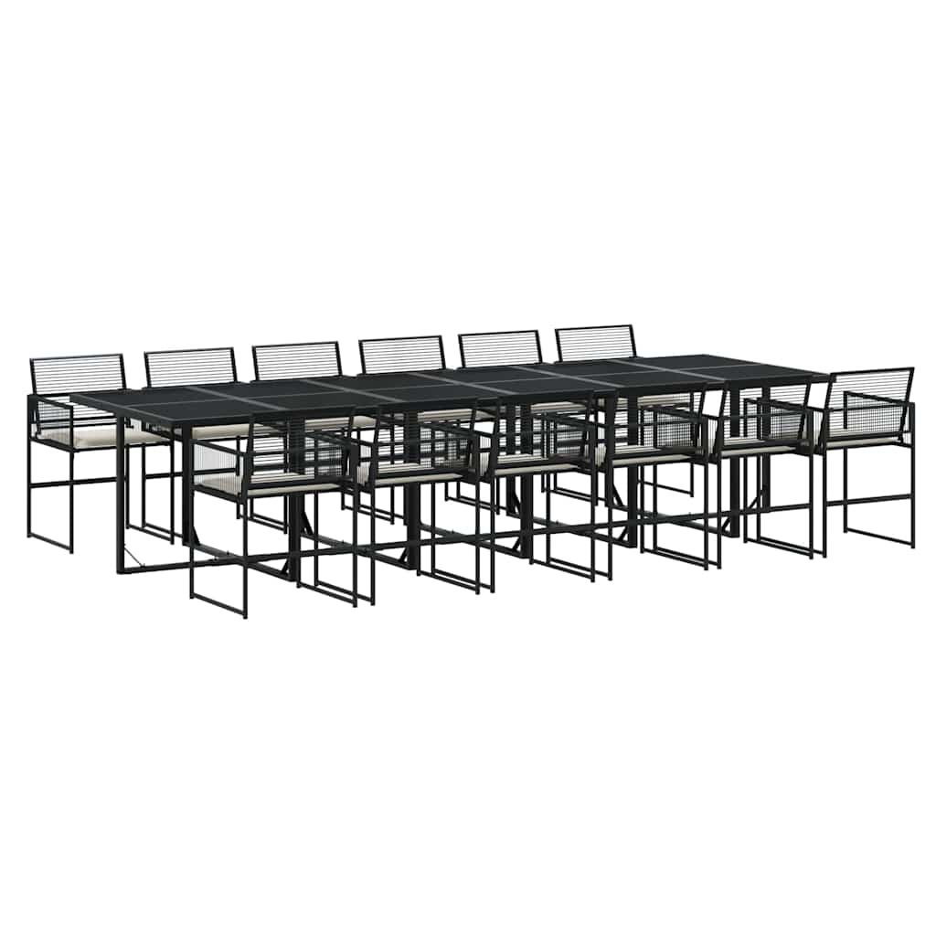 Ensemble à manger de jardin 13 pcs coussins noir résine tressée - XIOS