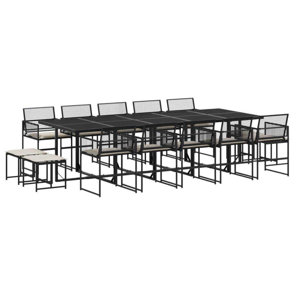 Ensemble à manger de jardin 15 pcs coussins noir résine tressée - XIOS