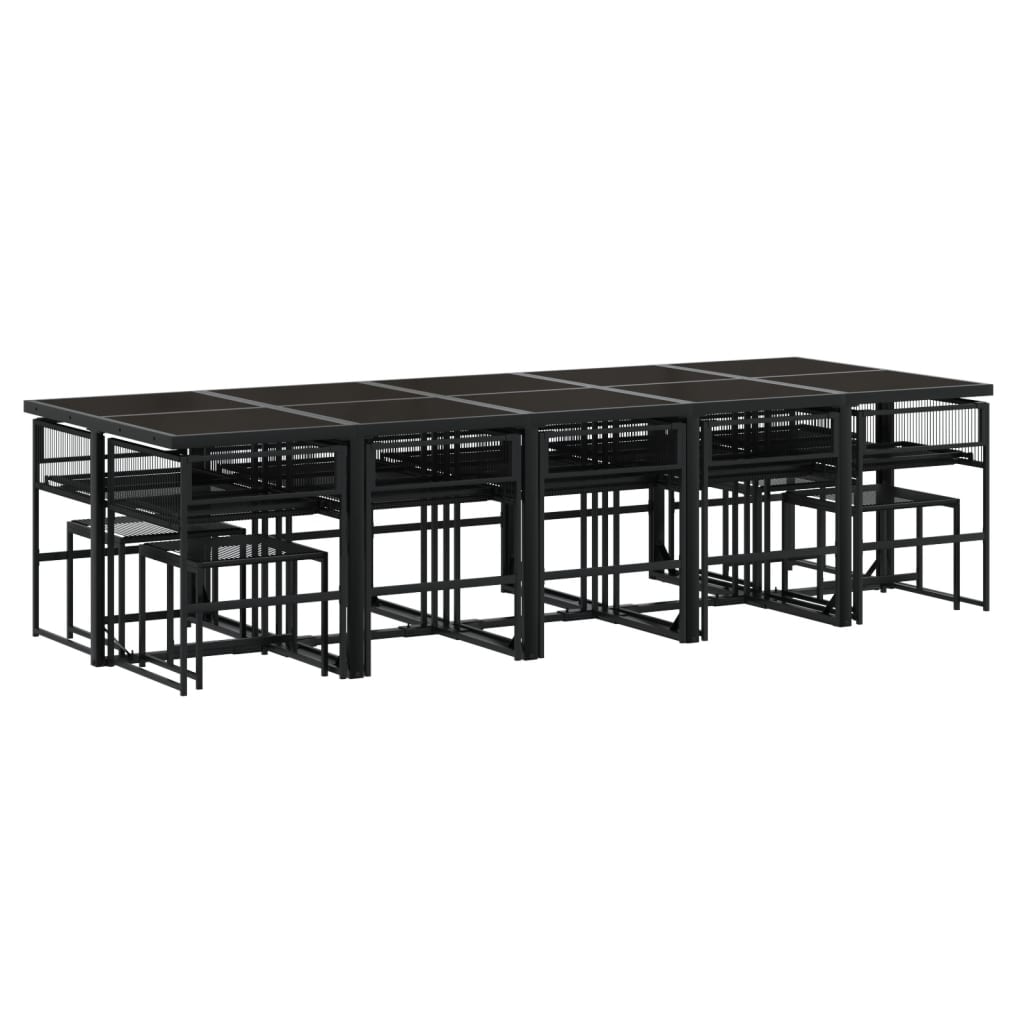 Ensemble à manger de jardin 15 pcs coussins noir résine tressée - XIOS