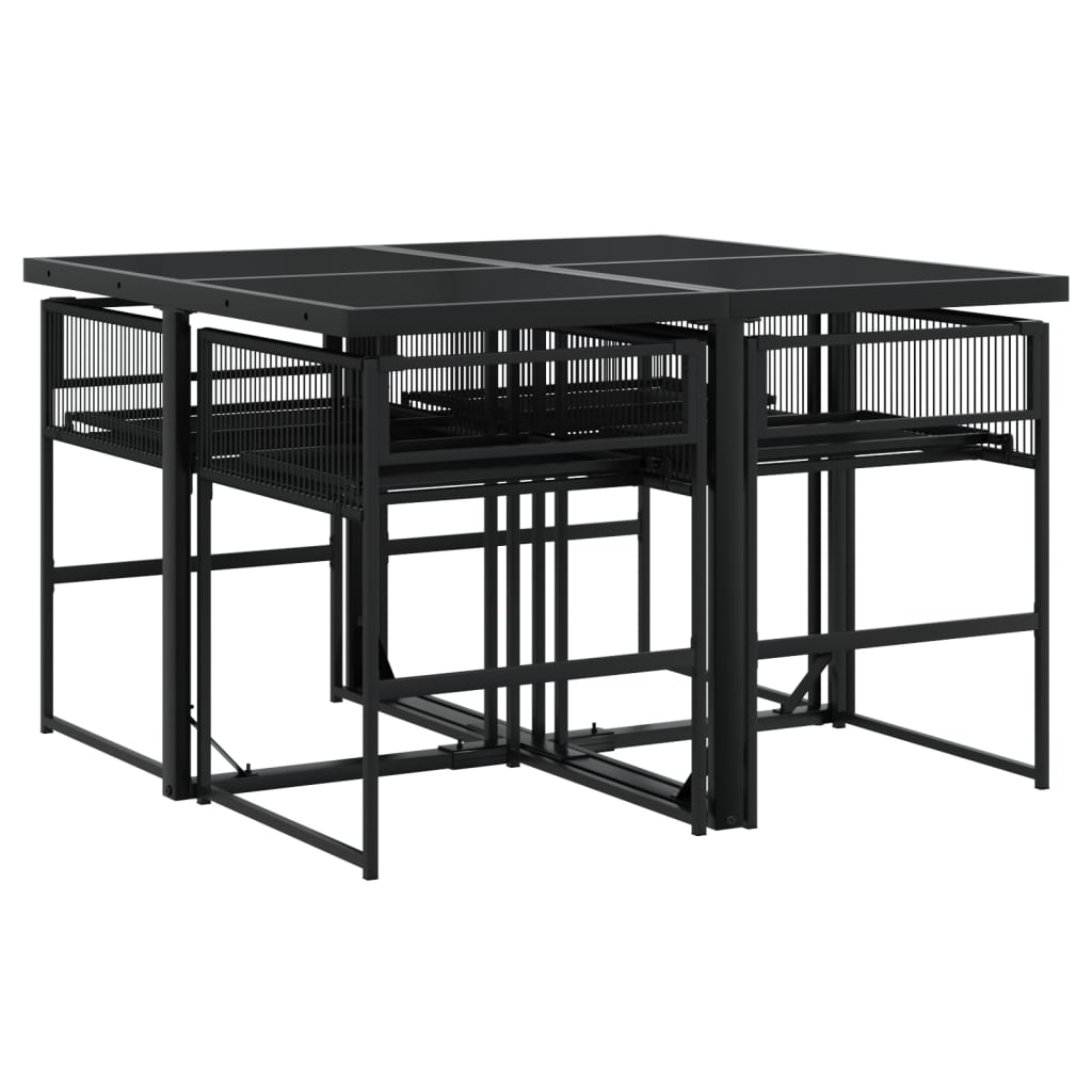 Ensemble à manger de jardin 5 pcs Noir Résine tressée - XIOS