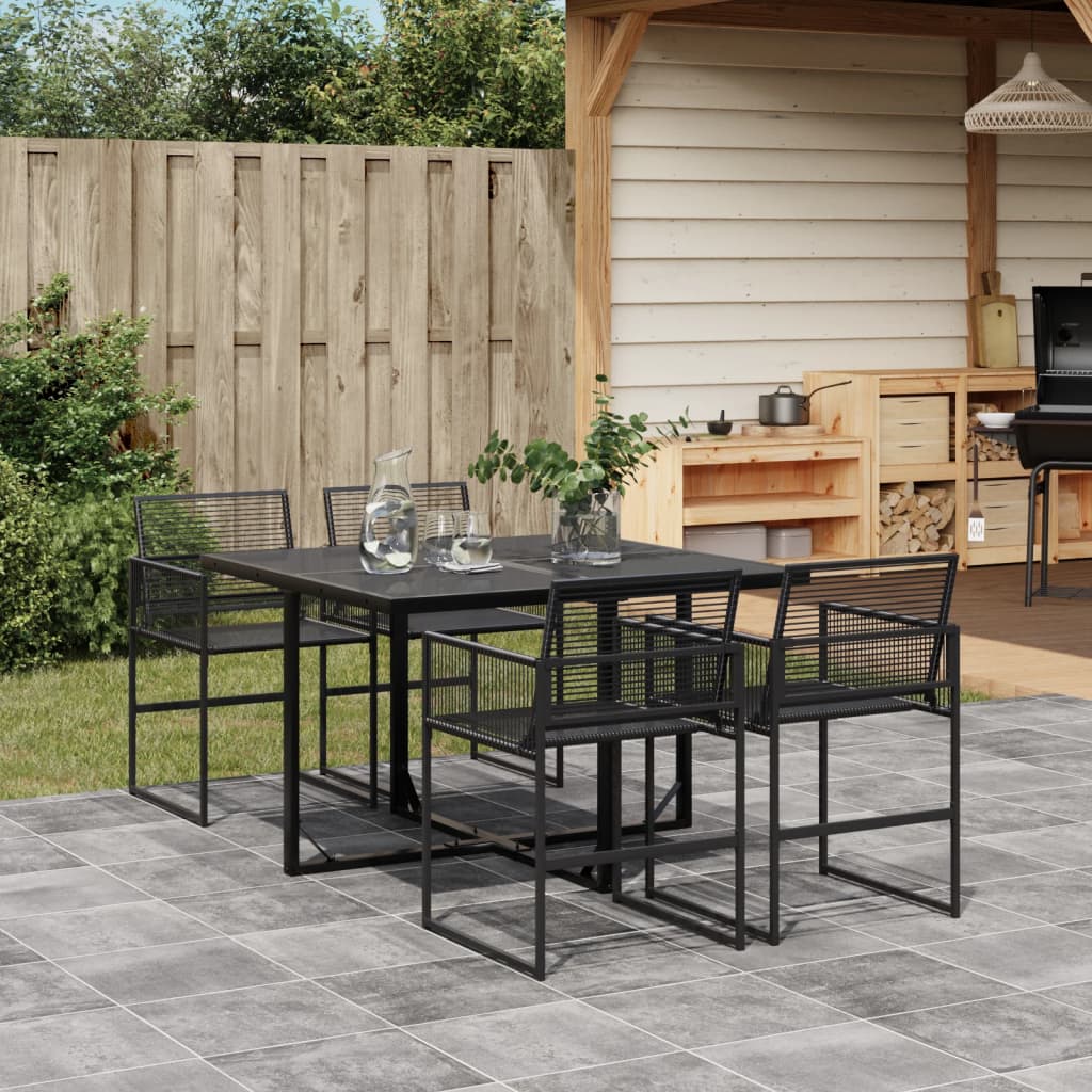 Ensemble à manger de jardin 5 pcs Noir Résine tressée - XIOS