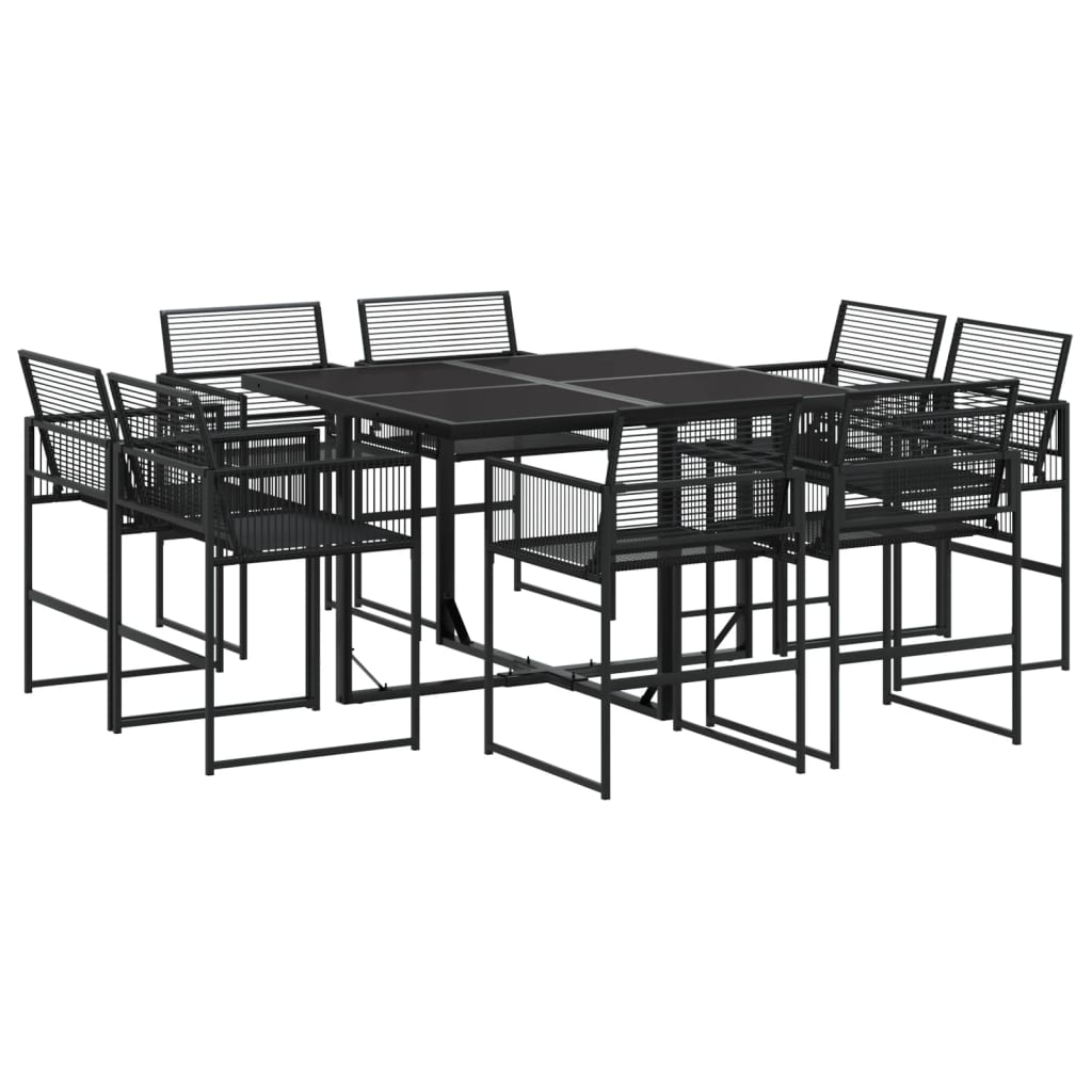 Ensemble à manger de jardin 9 pcs Noir Résine tressée - XIOS