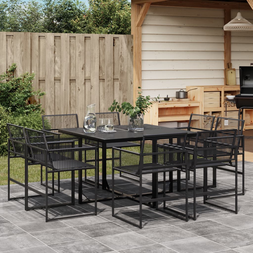 Ensemble à manger de jardin 9 pcs Noir Résine tressée - XIOS