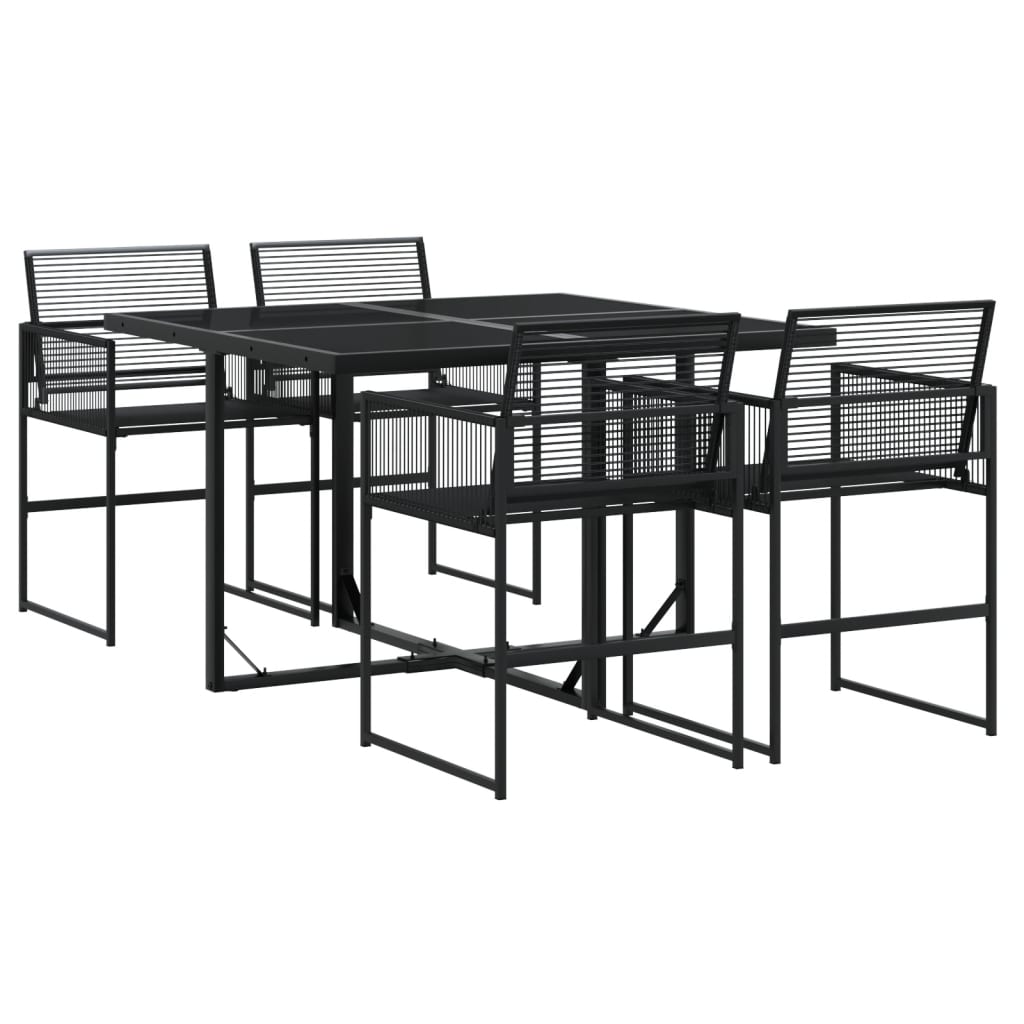 Ensemble à manger de jardin 5 pcs Noir Résine tressée - XIOS