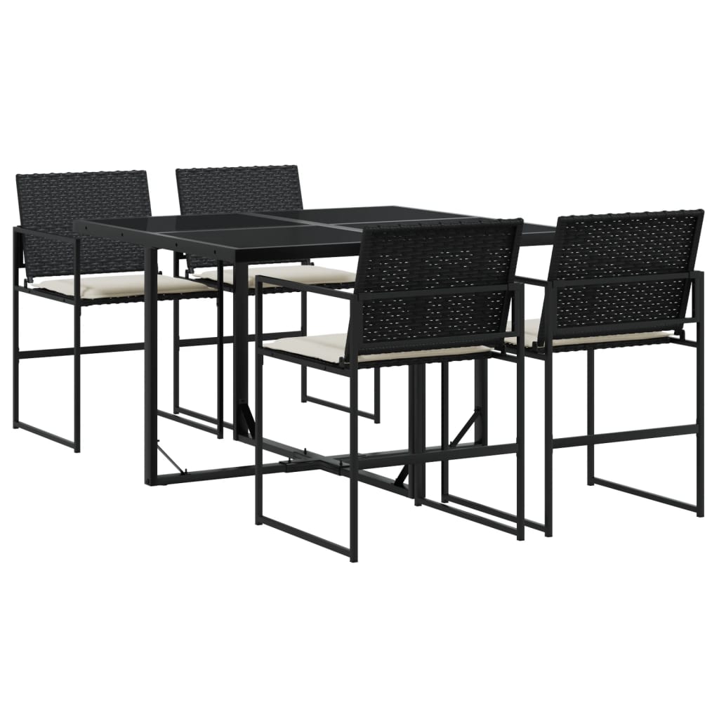 Ensemble à manger de jardin coussins 5pcs noir résine tressée - XIOS