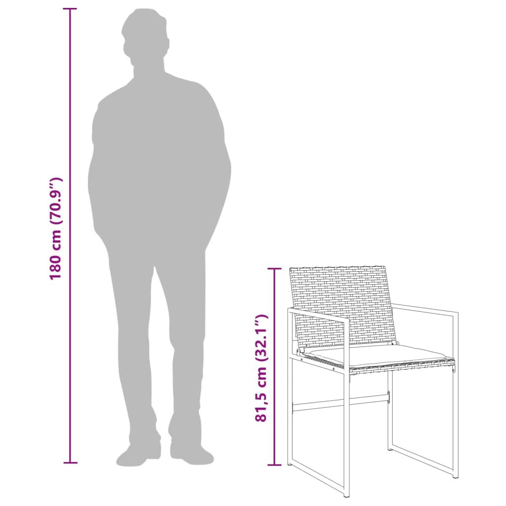 Ensemble à manger de jardin coussins 5pcs noir résine tressée - XIOS