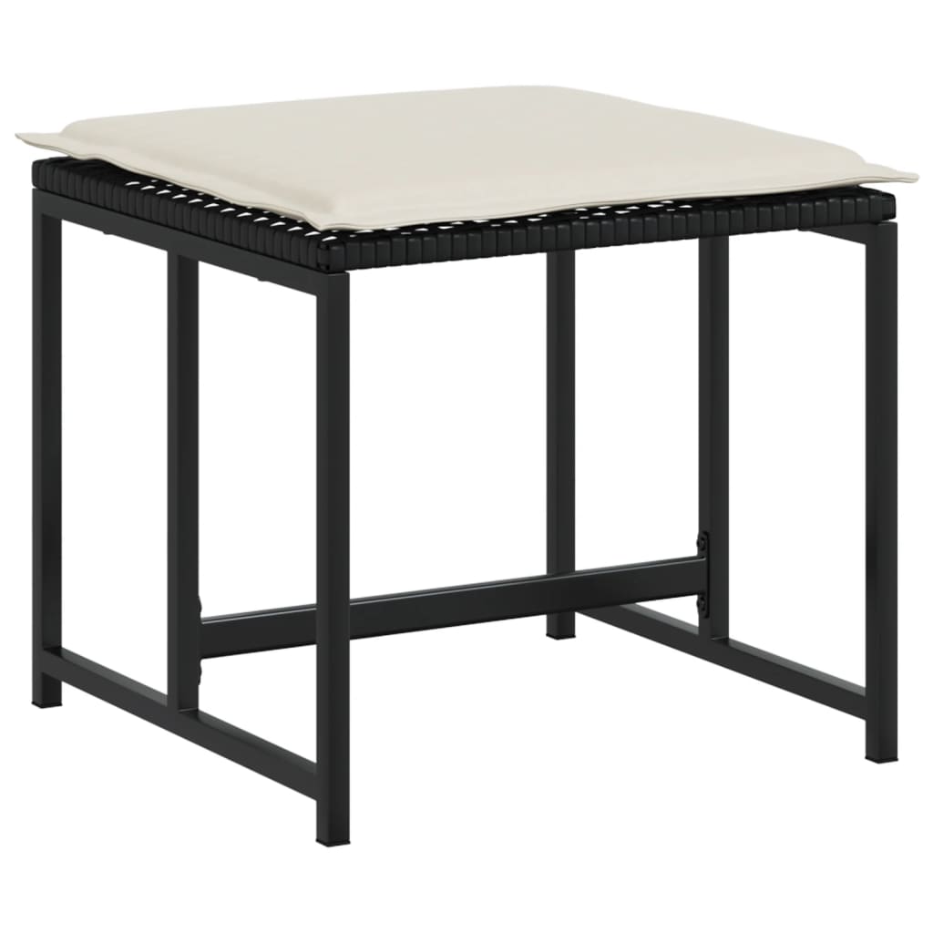 Ensemble à manger de jardin 9pcs coussins noir résine tressée - XIOS