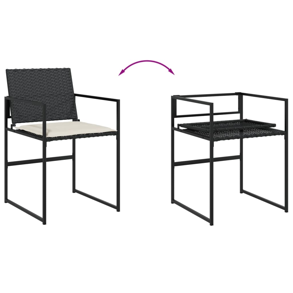 Ensemble à manger de jardin 9pcs coussins noir résine tressée - XIOS