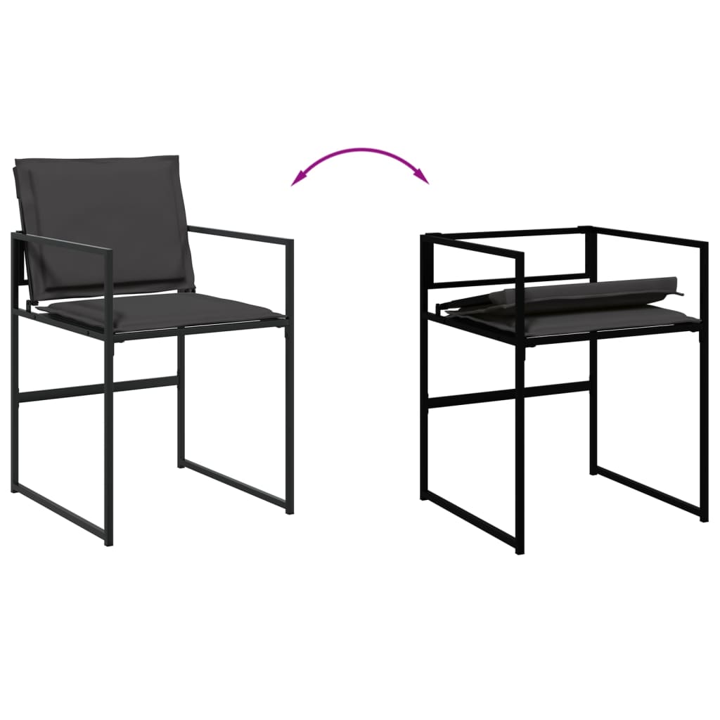 Ensemble à manger de jardin 7 pcs avec coussins noir textilène - XIOS